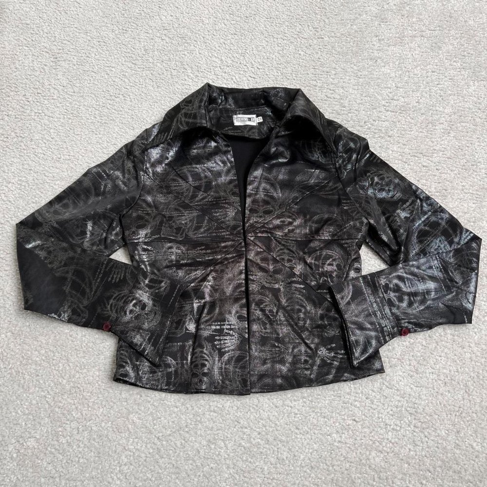 Vintage skull print metallic cardigan
